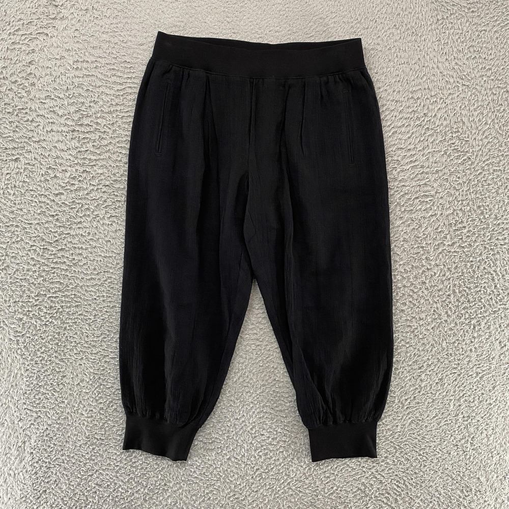 ATM Capri Joggers Womens XS Black Elastic Waist‎ Cuffed Minimalist Neutral